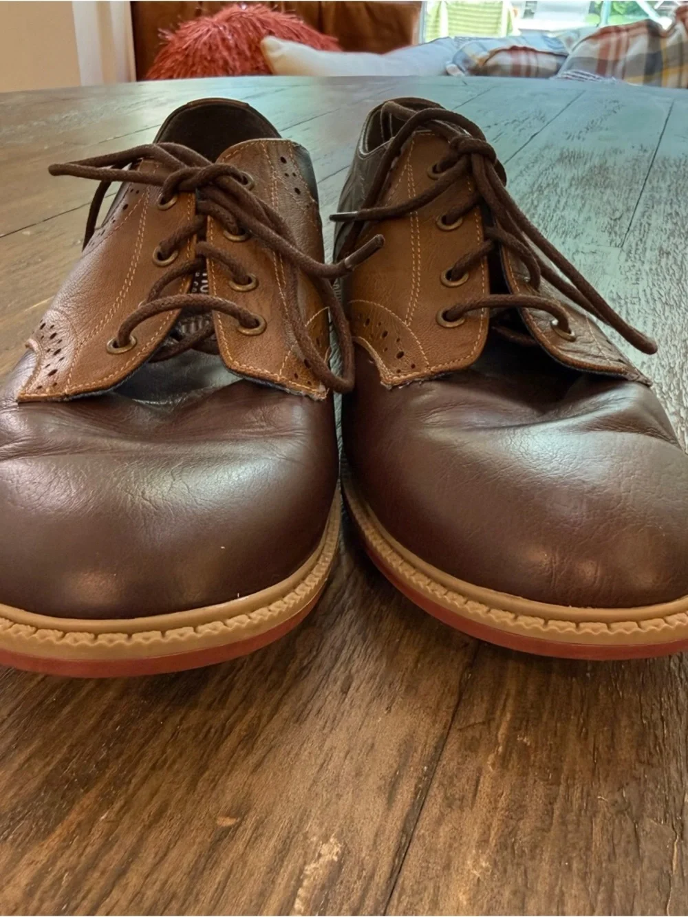 Kenneth Cole Reaction Spencer‎ Racer Brown Leather Oxford Shoes Men's Size 8